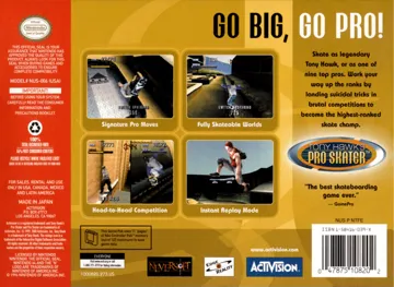 Tony Hawk's Pro Skater (USA) (Beta) box cover back